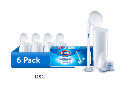 (6 pack) Clorox ToiletWand All in One Toilet Cleaning System, ToiletWand, Storage Caddy and 6 Refills