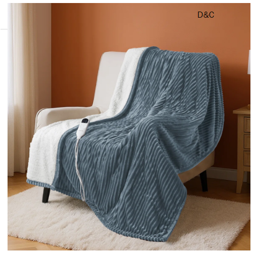 Bedsure Flannel & Sherpa Heated Blanket with Dual Control – 6 Heat Settings, Preheat