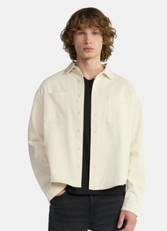 No Boundaries Men’s Active-Fit Twill Button-Up Shirt, Long Sleeve, White Sand, 2XL