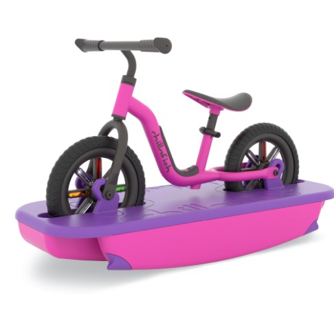 Chillafish Buzzi & Rocki, 2-in-1 Ride-On Toy, Rocker Base + 10″ No-Pedal Balance Bike, Stable Learn-to-Balance Set, Ages 1,5-4 Years, Pink-Purple
