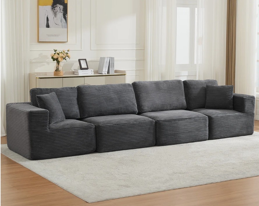 Brigitte Corduroy Upholstered Sectional 4-Piece Modular Sofa Set