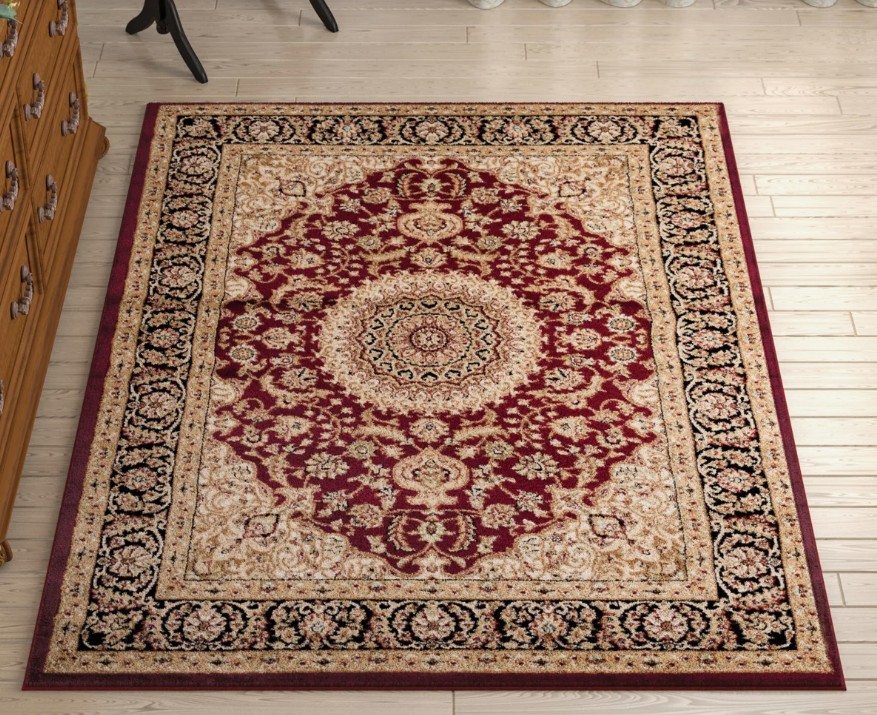 Shiflett Oriental Burgundy/Mustard/Black Area Rug