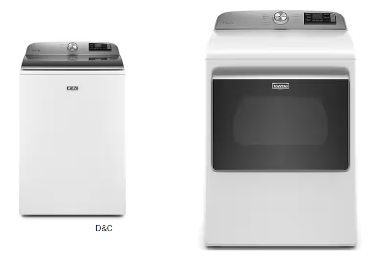 Package – Maytag – Smart Top Load Washer with Extra Power – 5.3 cu. ft and 7.4 Cu. Ft. Smart Electric Dryer with Extra Power Button – White