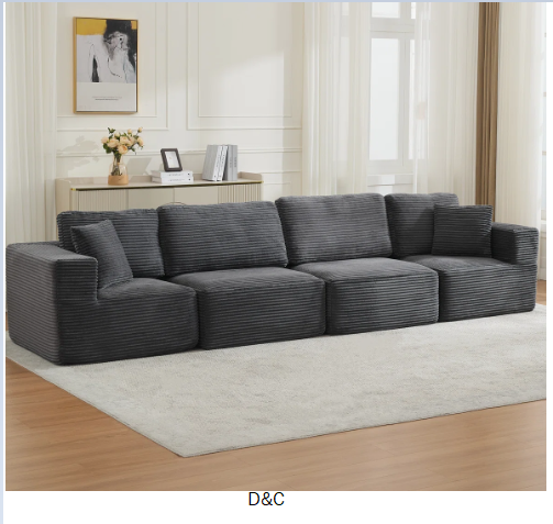 Brigitte Corduroy Upholstered Sectional 4-Piece Modular Sofa Set